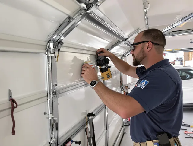 Spring Hill Garage Door Repair technician quieting a noisy garage door in Spring Hill
